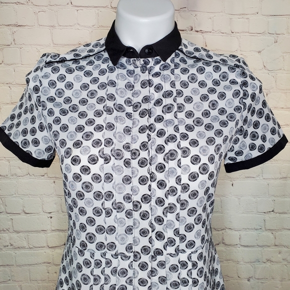 Jason Wu Retro Print Wheel Dress With Collar Size XS - Picture 3 of 10